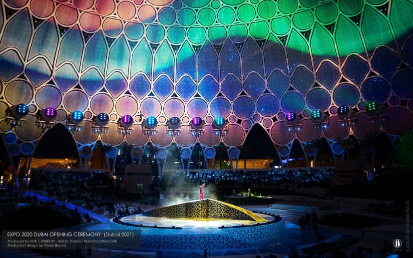 The opening and closing ceremonies of Expo 2020 Dubai, staged beneath the Al Wasl dome.